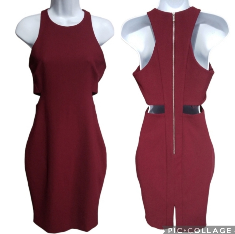 Elizabeth & James LELA Black Cherry Red Cut Out Zippered Dress 4